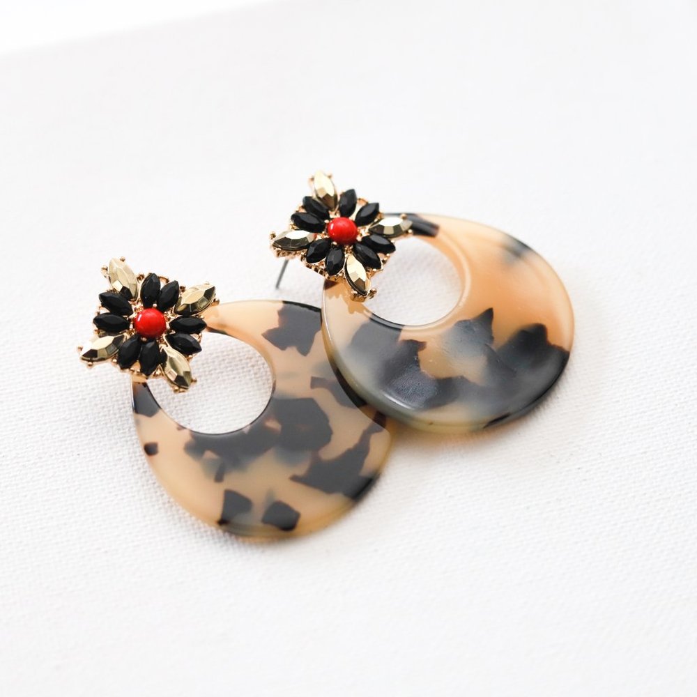 New York & Co Marble & Jewel Adorned Drop Earrings